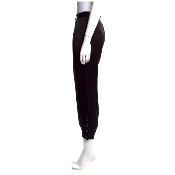 NWT! Nili Lotan 8 Slouchy Silky Bertina Pants $395 Pockets Ankle Buttons Black - Picture 4 of 9